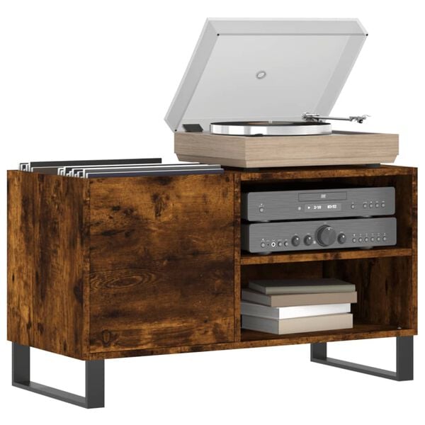 vidaXL Mueble de discos madera de ingeniería roble ahumado 85x38x48 cm