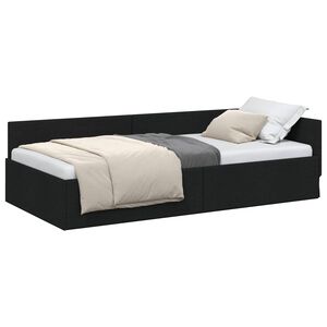 vidaXL Estructura de cama en esquina Negro 90 cm x 190 cm tela