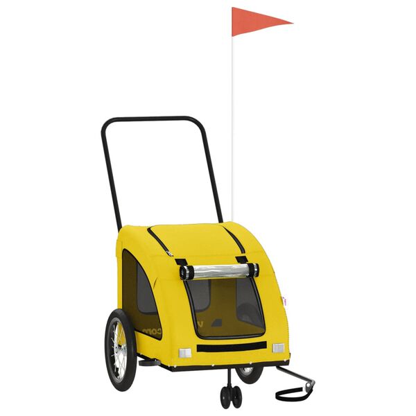 vidaXL Remolque de bicicleta mascotas hierro tela Oxford amarillo