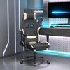 vidaXL Silla gaming de masaje con reposapiés tela negro y crema