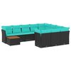 vidaXL Set de sof&aacute;s de jard&iacute;n 11 pzas y cojines rat&aacute;n sint&eacute;tico negro