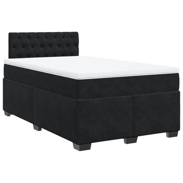 vidaXL Cama box spring con colchón terciopelo negro 120x190 cm