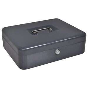 vidaXL Caja de dinero con cerradura Gris oscuro 30 x 24 x 9 cm Acero