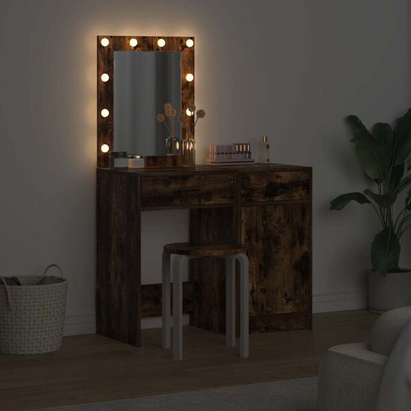 vidaXL Mesa de tocador con caj&oacute;n 2 pcs Marr&oacute;n 50 x 41 x 135 cm