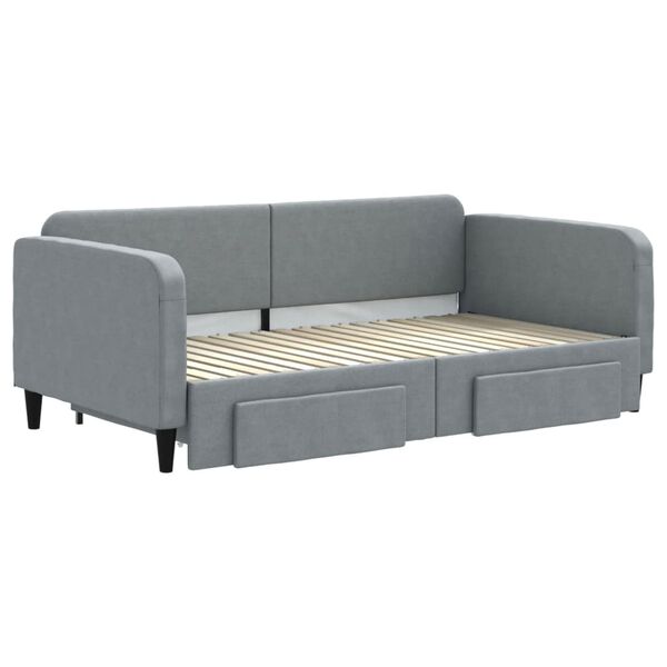 vidaXL Sofá cama nido con cajones tela gris claro 90x190 cm