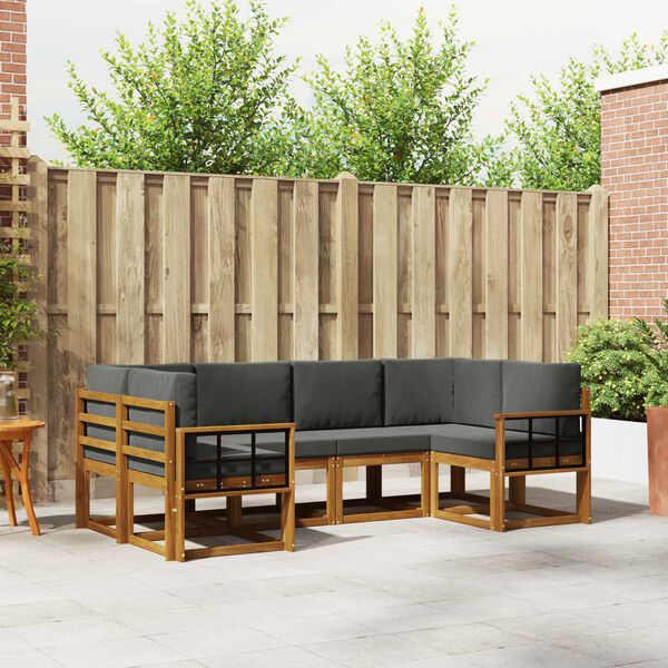 vidaXL Conjunto de sof&aacute;s de exterior 6 pcs Natural y Antracita