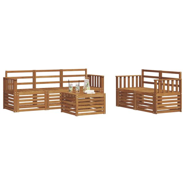 vidaXL Juegos de sof&aacute;s 6 pcs Natural Madera de Acacia S&oacute;lida