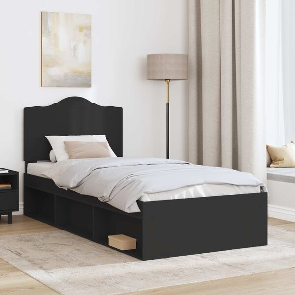 vidaXL Estructura de cama Negro 75 x 190 cm Madera de pino macizo