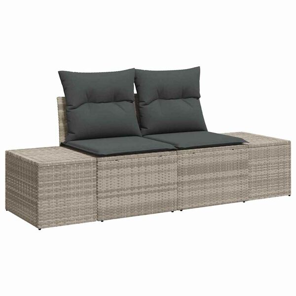 vidaXL Conjunto de sofá de jardín 7 pcs Gris Claro ratán sintético