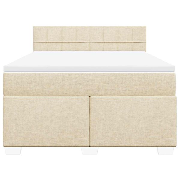 vidaXL Cama box spring con colch&oacute;n tela color crema 140x190 cm