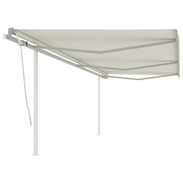 vidaXL Toldo retr&aacute;ctil manual con postes crema 6x3 m