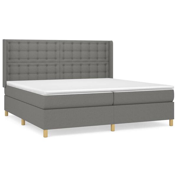 vidaXL Cama box spring con colch&oacute;n tela gris oscuro 200x200 cm
