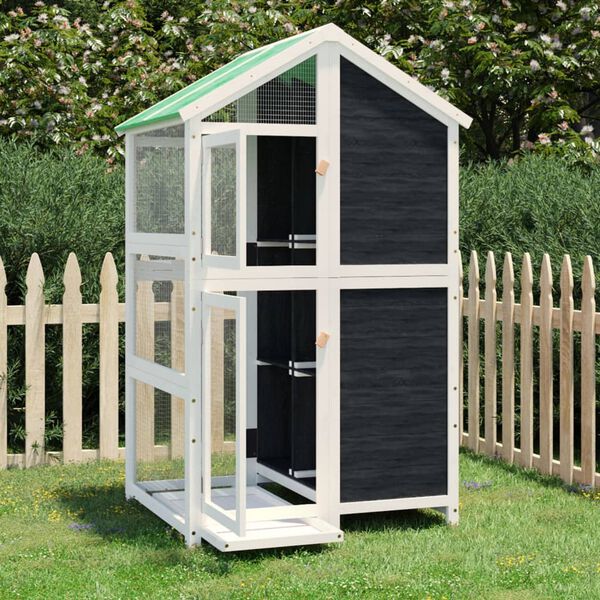 vidaXL Casita para p&aacute;jaros madera maciza pino gris 97x81x152 cm
