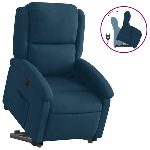 vidaXL Sill&oacute;n reclinable elevable de terciopelo azul