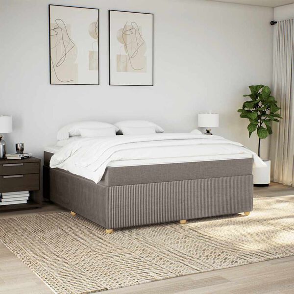 vidaXL Cama box spring con colch&oacute;n tela gris taupe 180x200 cm