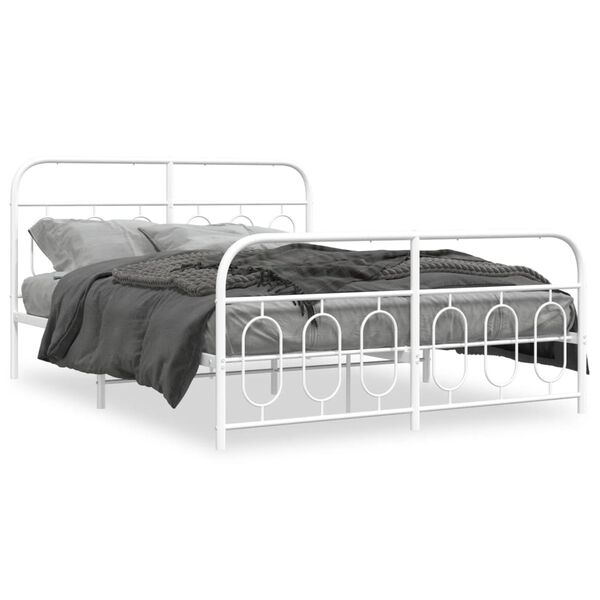 vidaXL Estructura cama sin colchón con estribo metal blanco 135x190 cm