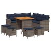 vidaXL Set de sof&aacute;s de jard&iacute;n en forma de L con cojines 6 pzas gris