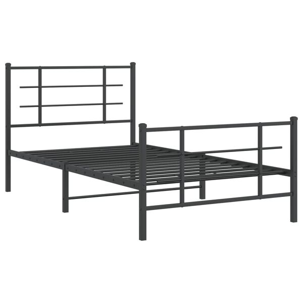 vidaXL Estructura cama sin colchón con estribo metal negro 100x190 cm