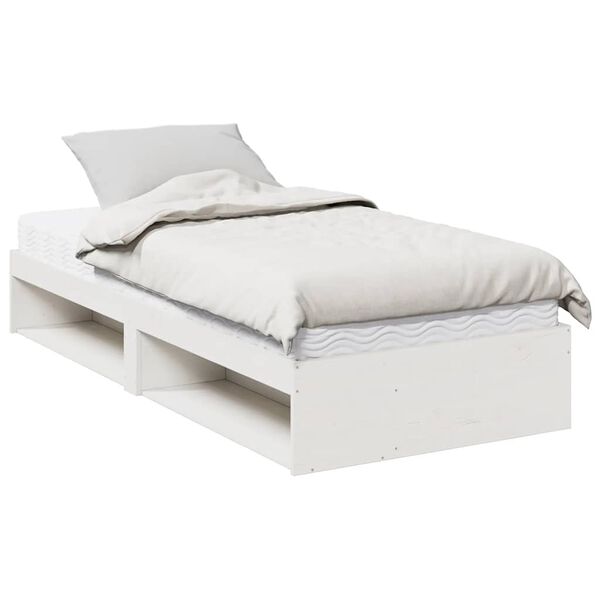 vidaXL Sof&aacute; cama con colch&oacute;n madera maciza de pino blanco 90x190 cm