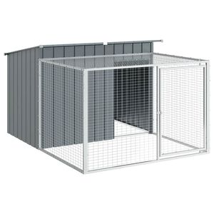 vidaXL Caseta para perro con corral antracita 153x194x110 cm acero galvanizado