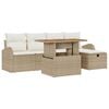vidaXL Conjunto de sof&aacute;s de jard&iacute;n 6 uds. Beige rat&aacute;n sint&eacute;tico