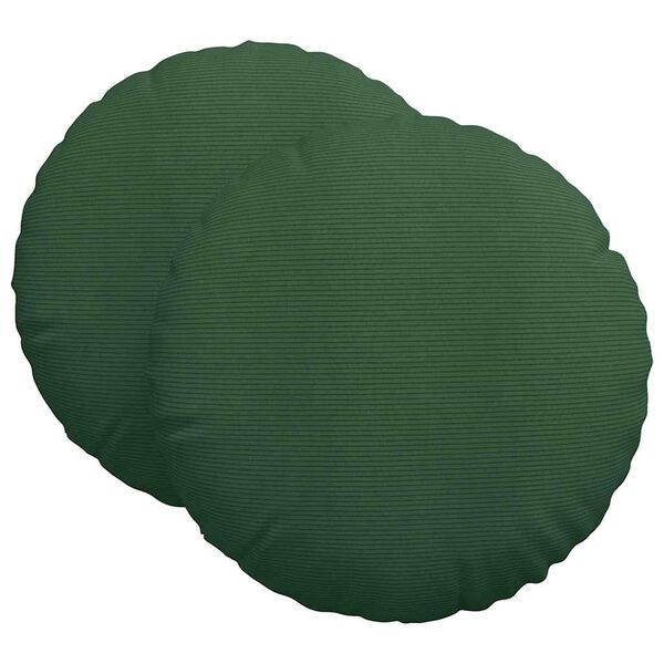 vidaXL Cojines para asiento 2 pcs Verde oscuro Ø 80 cm Tela de pana