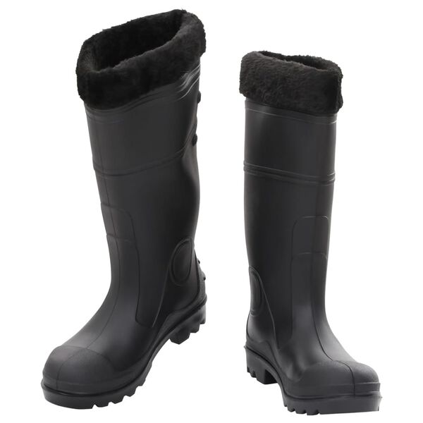 vidaXL Botas de agua con calcetines extra&iacute;bles negro n&uacute;mero 38 PVC