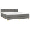 vidaXL Cama box spring con colch&oacute;n y LED tela gris oscuro 160x200 cm