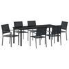 vidaXL Conjunto de Comedor de Jard&iacute;n 7 pcs Negro Rat&aacute;n sint&eacute;tico