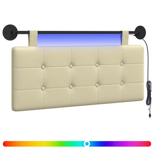 vidaXL Cabecero colgante Con luz LED Crema Cuero sint&eacute;tico