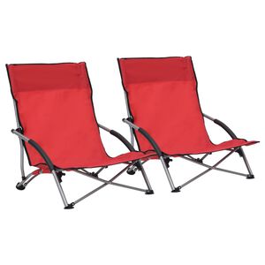 vidaXL Sillas plegables, 2 unidades, tela roja