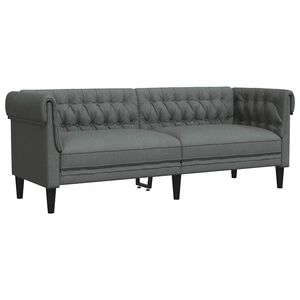 vidaXL Sof&aacute; Chesterfield de 3 plazas tela gris oscuro