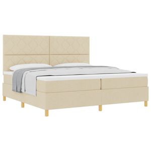 vidaXL Cama tipo Box Spring con colch&oacute;n Crema 200 x 200 cm tela