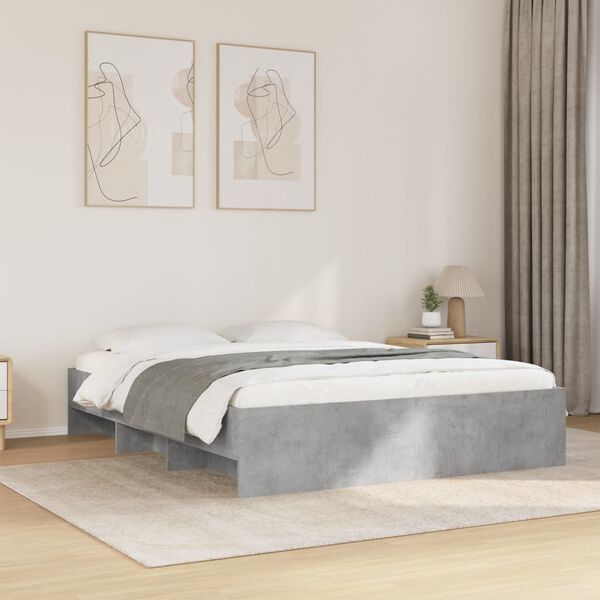 vidaXL Estructura de cama madera de ingenier&iacute;a gris hormig&oacute;n 150x200cm