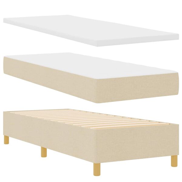 vidaXL Cama tipo Box Spring con colch&oacute;n Crema 80 x 200 cm tela