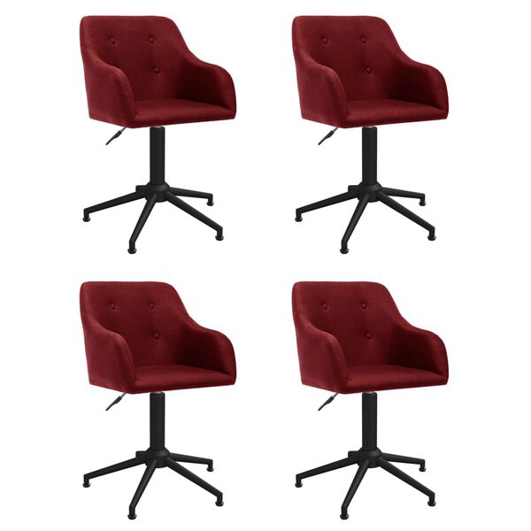 vidaXL Sillas de comedor giratorias 4 unidades tela rojo vino tinto