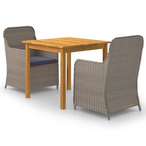 vidaXL Juego de comedor para jard&iacute;n de 3 piezas marr&oacute;n
