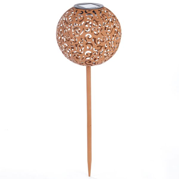 Hi L&aacute;mpara LED solar de jard&iacute;n forma esf&eacute;rica metal marr&oacute;n 18 cm