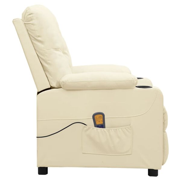 vidaXL Sill&oacute;n de masaje de cuero sint&eacute;tico crema