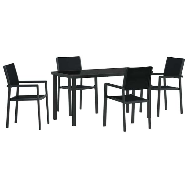 vidaXL Conjunto de Comedor de Jard&iacute;n 5 pcs Negro