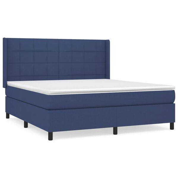 vidaXL Cama box spring con colch&oacute;n tela azul 160x200 cm