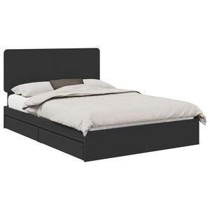 vidaXL Cama con almacenamiento Negro 150 x 200 cm Madera de ingenier&iacute;a