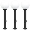 vidaXL Balizas de luz con toma de corriente, 3 unidades, 80 cm, color negro, IP44