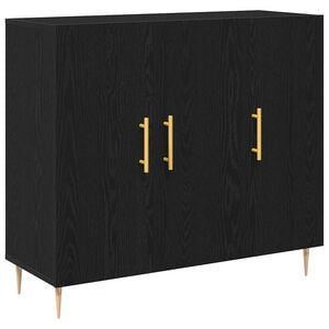 vidaXL Aparador Roble Negro 90 x 34 x 80 cm Madera de ingenier&iacute;a
