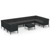 vidaXL Set de muebles de jard&iacute;n 11 pzas cojines rat&aacute;n sint&eacute;tico negro