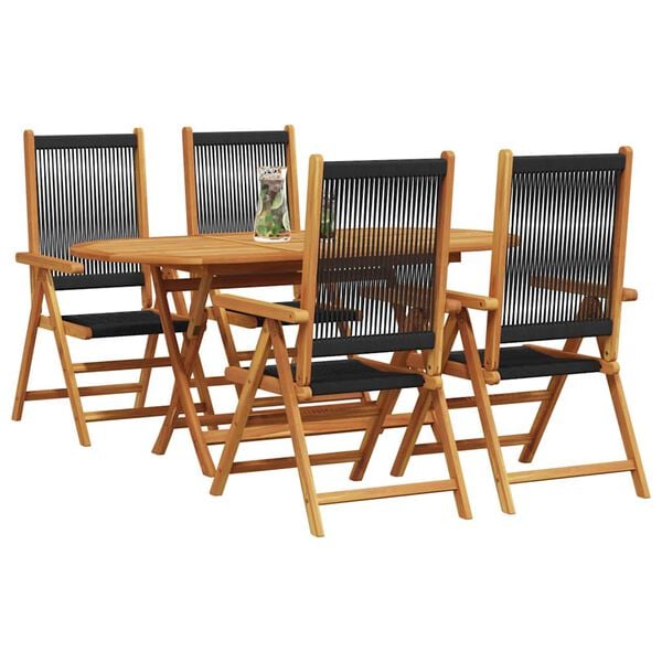 vidaXL Conjunto de Comedor de Jardín 5 pcs Negro