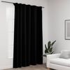 vidaXL Cortina opaca con ganchos look de lino negro 290x245 cm