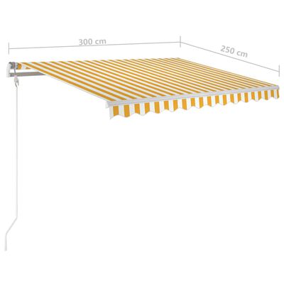 vidaXL Toldo manual retráctil con luz LED amarillo y blanco 3x2,5 m