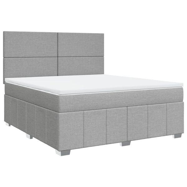vidaXL Cama box spring con colch&oacute;n tela gris claro 180x200 cm