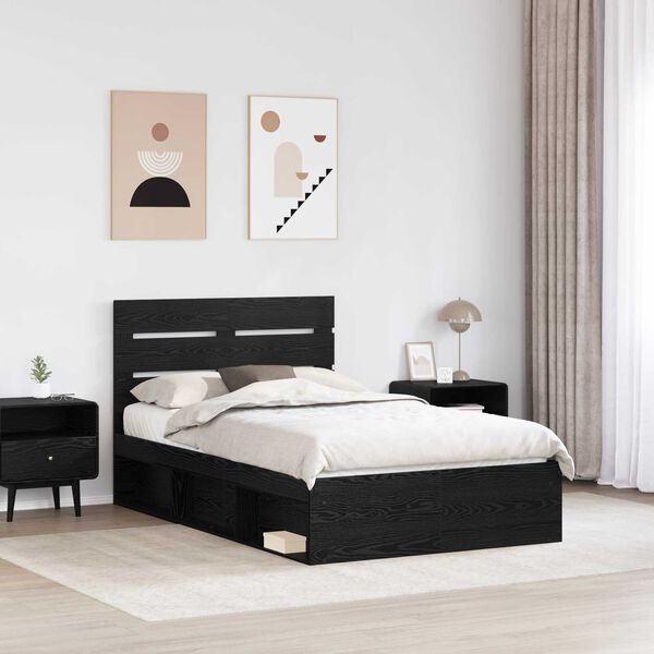 vidaXL Estructura de cama Negro 135 x 190 cm Madera de pino macizo